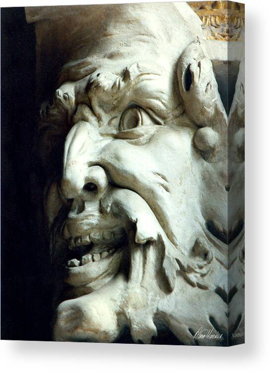 Gargoyle Canvas Print featuring the photograph Scary Face by Diana Haronis