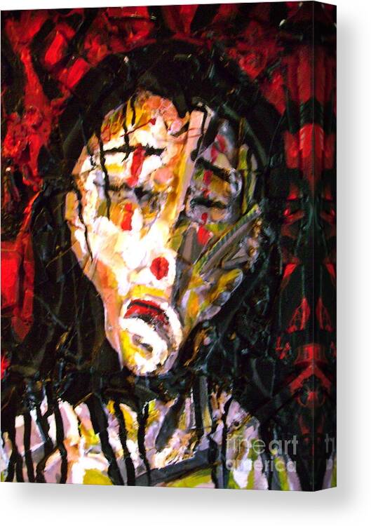 Abstract Canvas Print featuring the painting Self Portrait-Sad Clown by Gustavo Ramirez