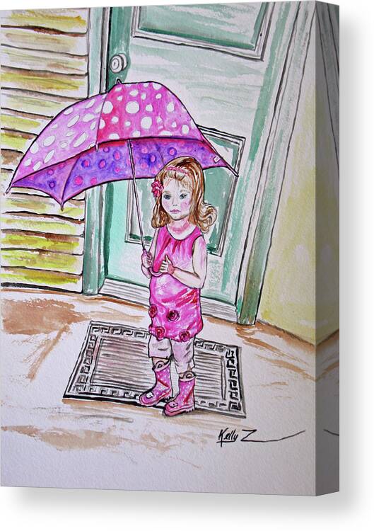 Child Canvas Print featuring the painting Sophia Pretty in Pink by Kelly Smith