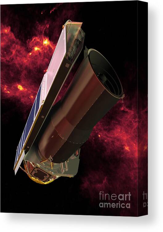Color Image Canvas Print featuring the digital art Spitzer Seen Against The Infrared Sky by Stocktrek Images