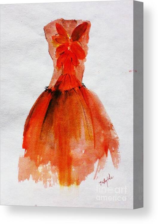 Orange Dress Canvas Print featuring the painting Summer Sensation by Trilby Cole