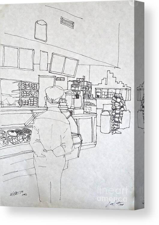Deli Canvas Print featuring the drawing The Food Stop by Wade Hampton