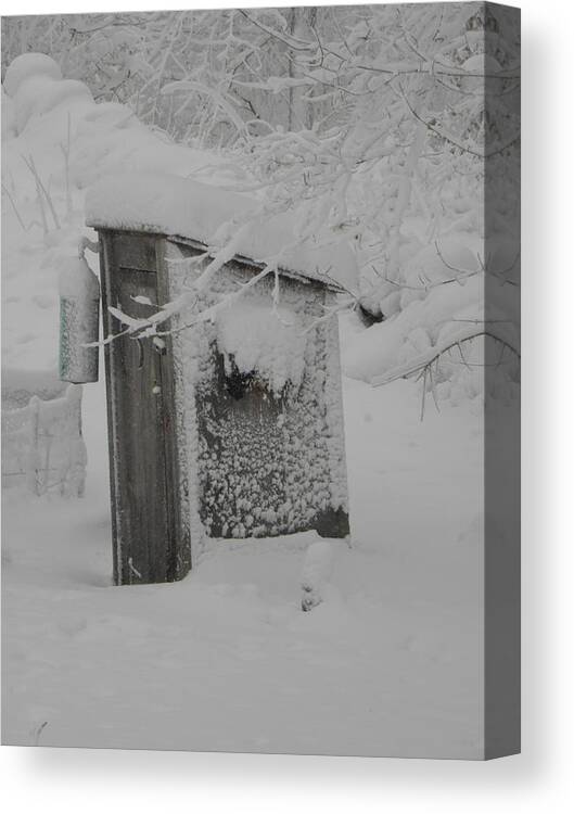 Outhouse Canvas Print featuring the photograph Too Cold For The Outhouse by Kim Galluzzo