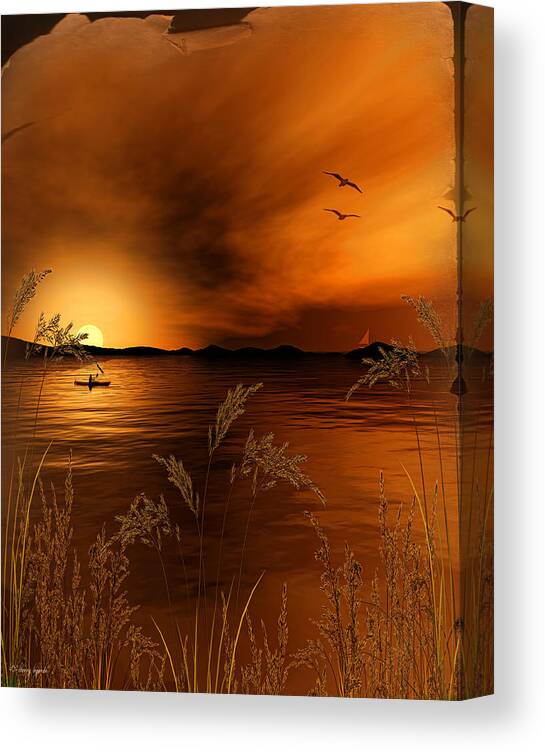 Gold Art Canvas Print featuring the digital art Warmth Ablaze - Gold Art by Lourry Legarde
