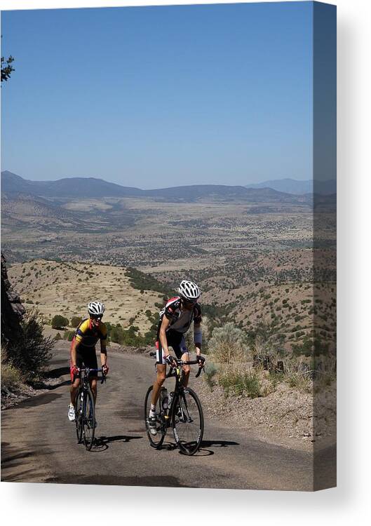 Bicyclists Canvas Print featuring the photograph What a Climb by Feva Fotos
