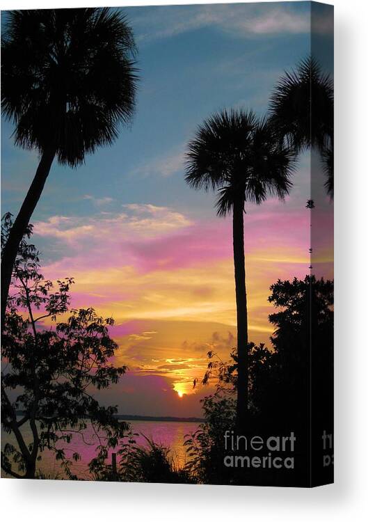 Sunset Canvas Print featuring the photograph When Day is Done by Judy Via-Wolff