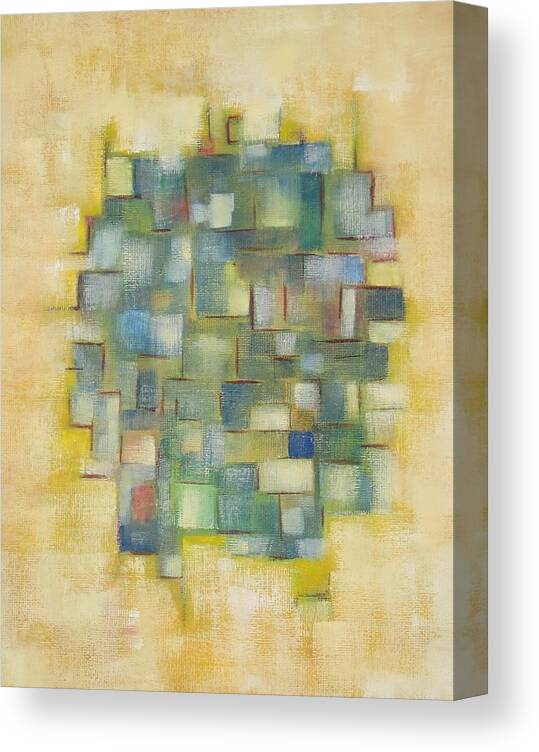 Abstract Canvas Print featuring the painting Yellow with Green by Patricia Cleasby