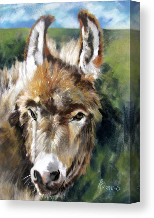 Donkey Canvas Print featuring the painting You Want To Pin The Tail On The What by Rae Andrews