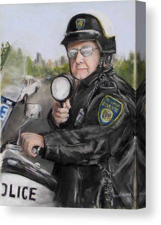 Police Canvas Print featuring the painting Gotcha by Jack Skinner