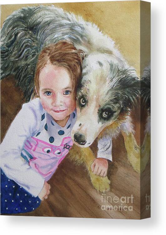 Child Canvas Print featuring the painting Best Buddies #1 by Karol Wyckoff