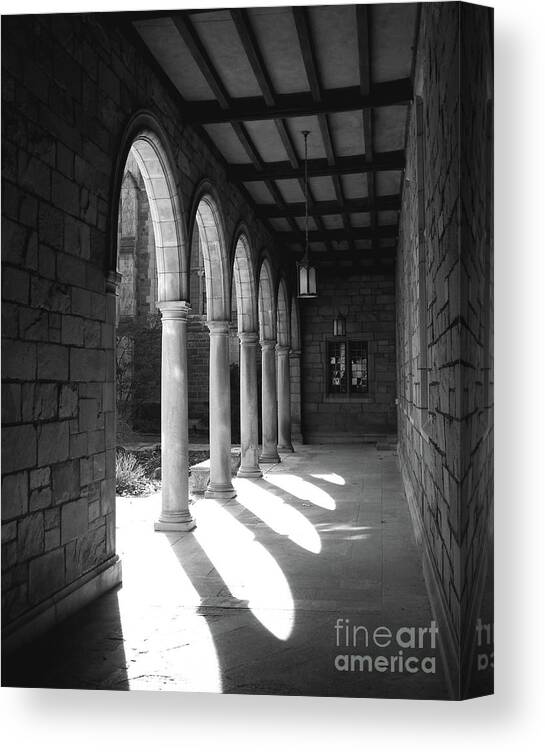 Ann Arbor Canvas Print featuring the digital art Black And White Pillars #1 by Phil Perkins