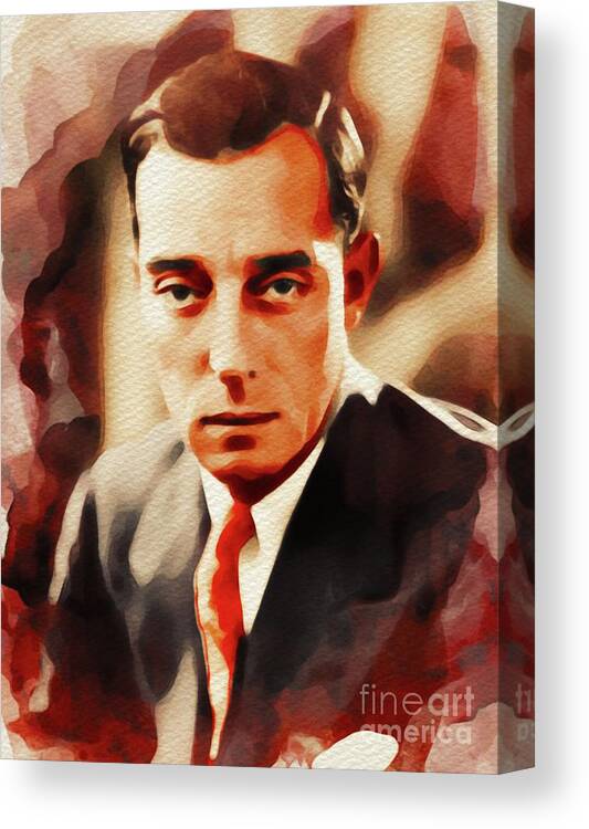 Buster Canvas Print featuring the painting Buster Keaton, Hollywood Legend #1 by Esoterica Art Agency