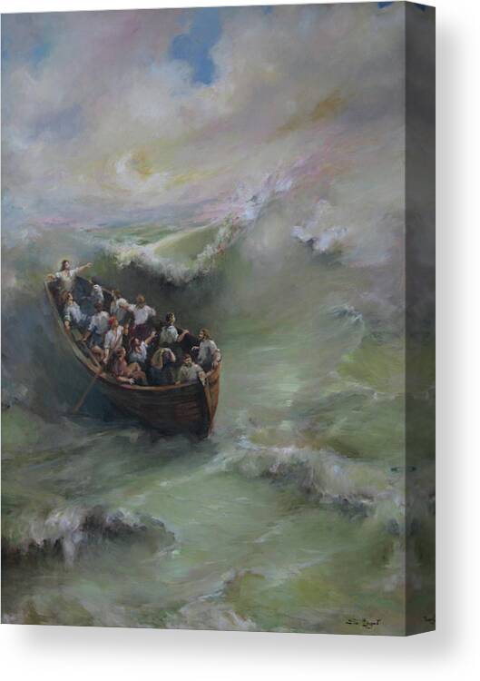 Calming The Storm Canvas Print featuring the painting Calming the storm #1 by Tigran Ghulyan