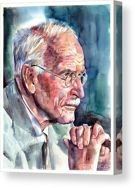 Carl Canvas Print featuring the painting Carl Gustav Jung portrait #1 by Suzann Sines