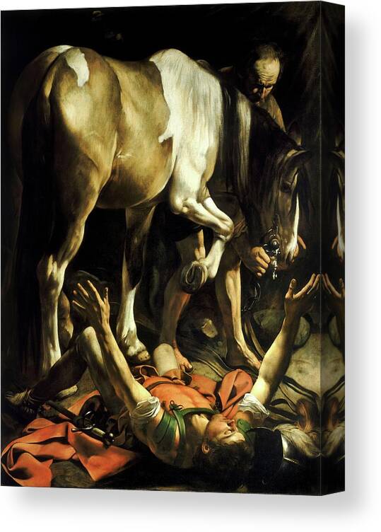 Michelangelo Caravaggio Canvas Print featuring the painting Conversion On The Way To Damascus by Troy Caperton