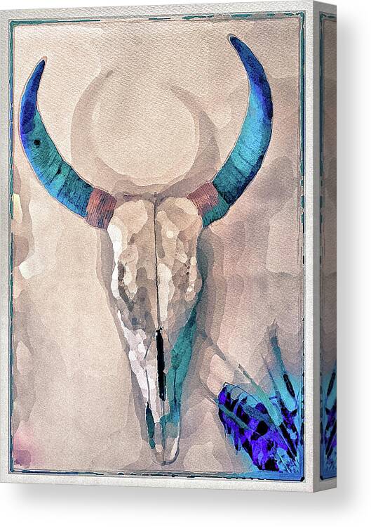 Cow Skull Canvas Print featuring the photograph Cow Skull #1 by Ronda Broatch