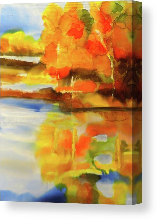 Autumn Canvas Print featuring the painting Fall Reflections #1 by Mary Gorman