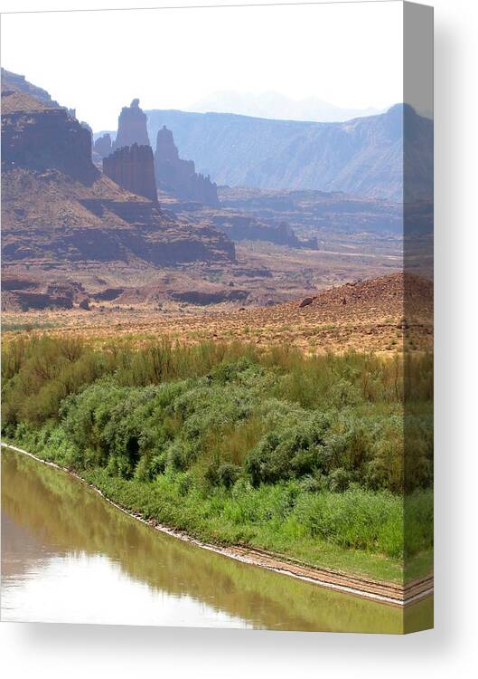 Landscape Canvas Print featuring the photograph Fisher Towers #1 by Richard Deurer