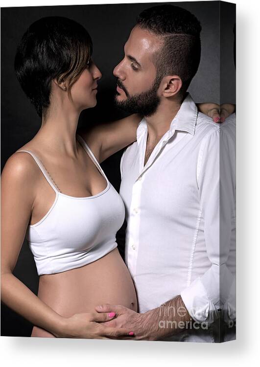 Abdomen Canvas Print featuring the photograph Happy pregnancy #1 by Anna Om