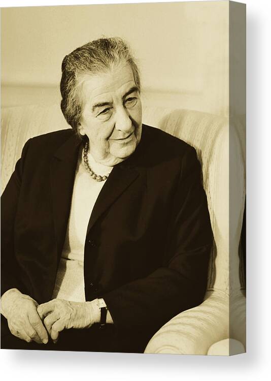 Golda Meir Canvas Print featuring the photograph Israel Prime Minister Golda Meir 1973 #1 by Mountain Dreams