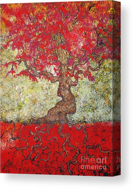 Abstract Canvas Print featuring the painting Lady In Red #3 by Stefan Duncan