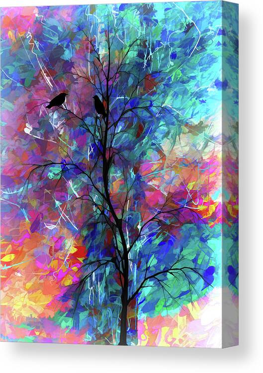 Olenaart Canvas Print featuring the digital art Love Birds #1 by Lena Owens - OLena Art Vibrant Palette Knife and Graphic Design