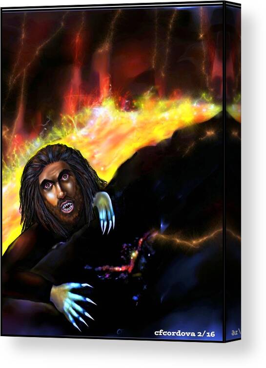Devil Canvas Print featuring the painting The Demise of Lucifer #1 by Carmen Cordova