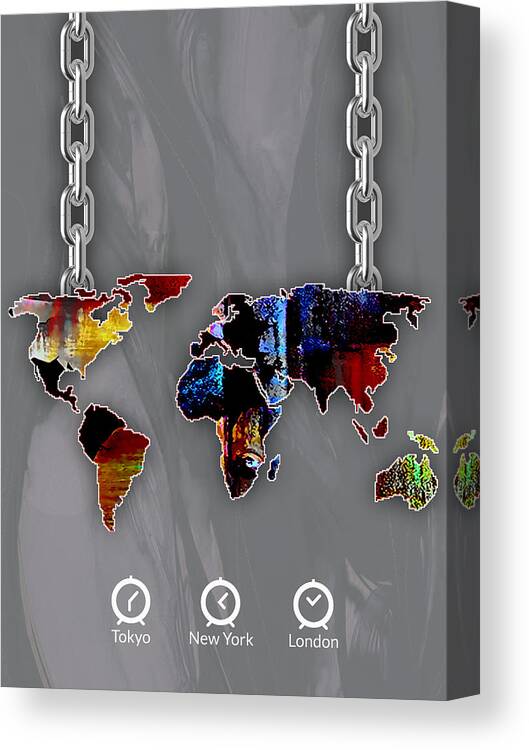 World Map Canvas Print featuring the mixed media World Map Collection #1 by Marvin Blaine