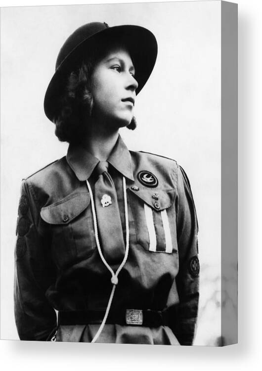 1940s Canvas Print featuring the photograph World War II. Future Queen Of England #1 by Everett
