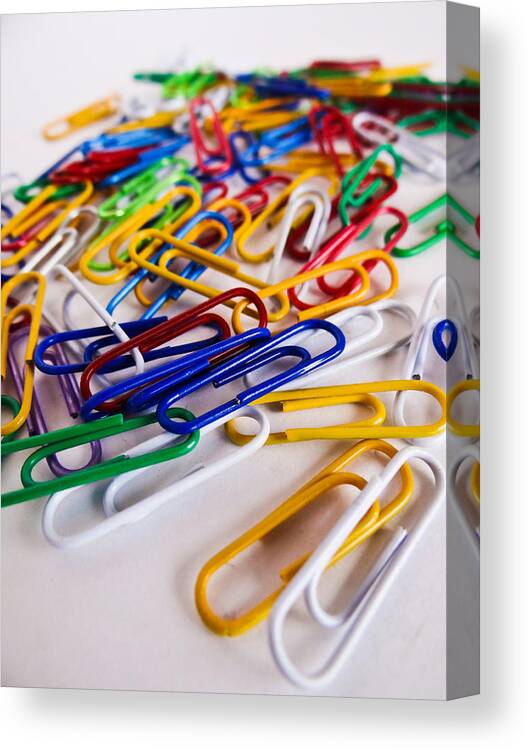 One Hundred Canvas Print featuring the photograph 100 Paperclips by Julia Wilcox