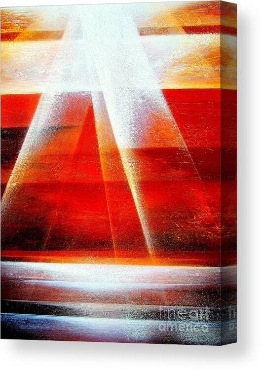 Hope.light.ocean.sunrise.sun.sky.landscape.spiritual.peace.impressionism.contemporary.energy.majestic.abstract Canvas Print featuring the painting Hope #1 by Kumiko Mayer