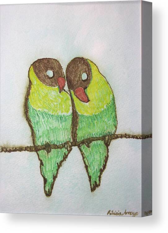 Birds Canvas Print featuring the painting Love Birds #2 by Patricia Arroyo