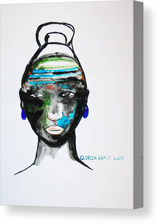 Jesus Canvas Print featuring the painting Nuer Bride - South Sudan #2 by Gloria Ssali