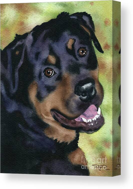 Rottweiler Canvas Print featuring the painting Rottweiler #1 by David Rogers