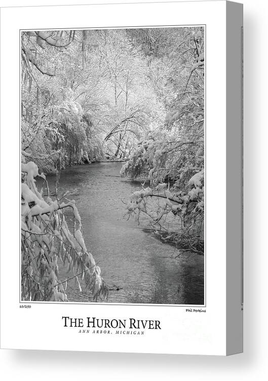 Black And White Canvas Print featuring the photograph The Huron River #2 by Phil Perkins