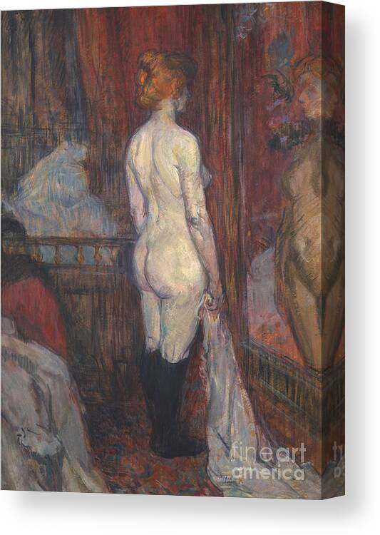 Toulouse Lautrec Canvas Print featuring the painting Woman before a Mirror by Henri de Toulouse-Lautrec