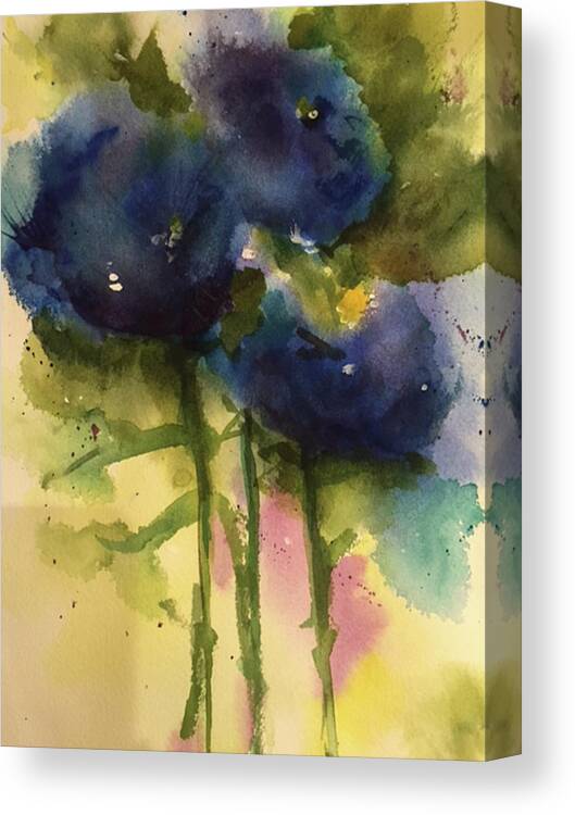 Floral Canvas Print featuring the painting Blue Blooms by Bonny Butler
