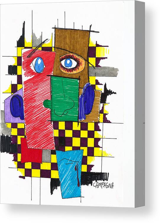 Artist Marker Canvas Print featuring the drawing Untitled #41 by Teddy Campagna