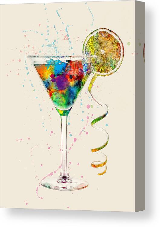 Cocktail Canvas Print featuring the digital art Cocktail Drinks Glass Watercolor #5 by Michael Tompsett