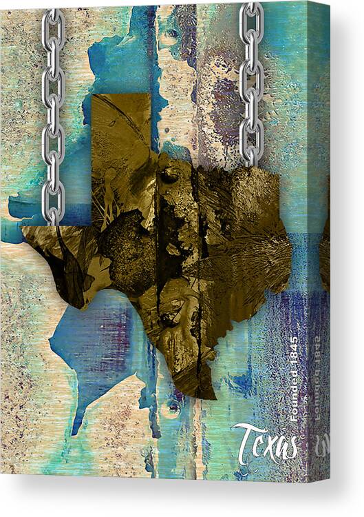 Texas Art Canvas Print featuring the mixed media Texas State Map Collection #5 by Marvin Blaine
