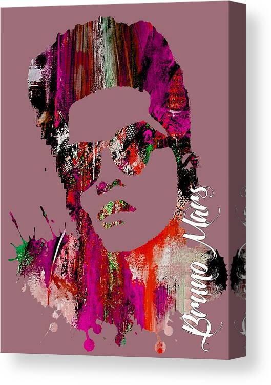 Bruno Mars Canvas Print featuring the mixed media Bruno Mars Collection by Marvin Blaine