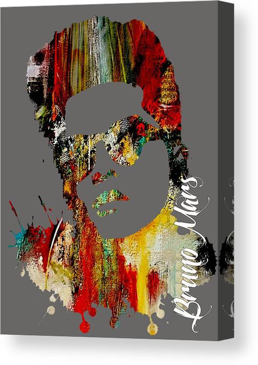 Bruno Mars Canvas Print featuring the mixed media Bruno Mars Collection #8 by Marvin Blaine