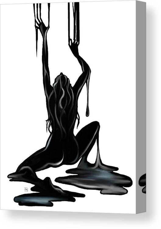 Woman Canvas Print featuring the drawing Black. #9 by Terri Meredith