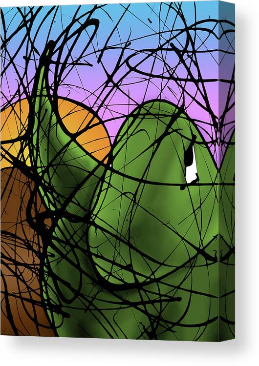  Canvas Print featuring the painting A Dinomite Sunset by Ismael Cavazos