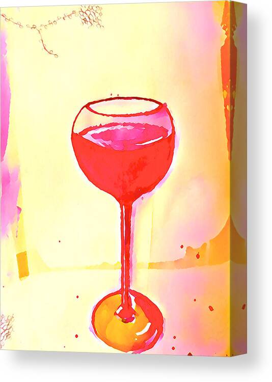 Wine Canvas Print featuring the mixed media A Glass of Vino 2 by Vanessa Katz