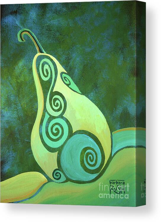 Pear Paintings Canvas Print featuring the painting A Groovy Little Pear by Barbara Rush