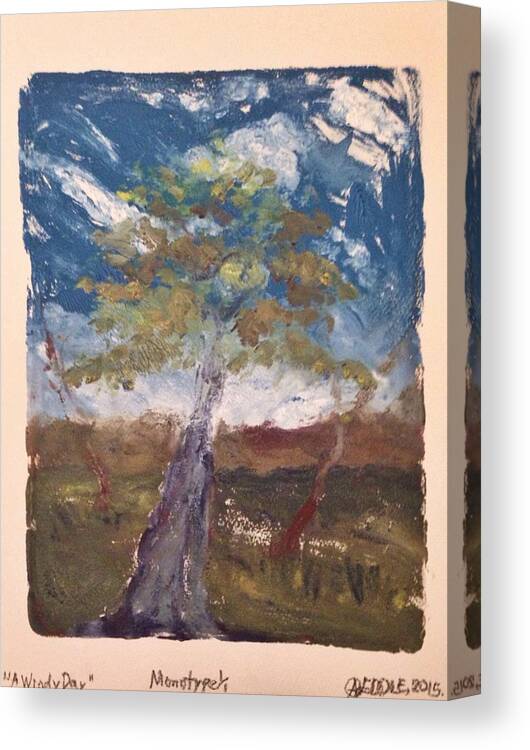 Landscape Canvas Print featuring the painting A Windy Day by Angela Weddle