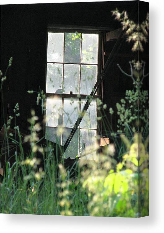 Broken Window Canvas Print featuring the photograph Abandoned by Angela Davies