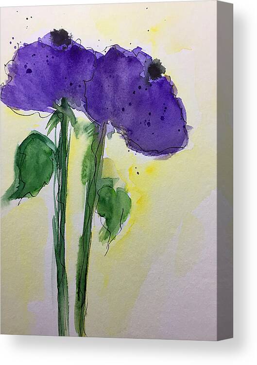 Purple Flowers Canvas Print featuring the painting Abstract 2 Purple Flowers by Britta Zehm