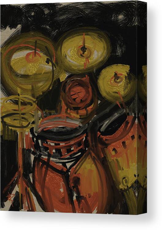 Drums Canvas Print featuring the mixed media Abstract Drums by Russell Pierce